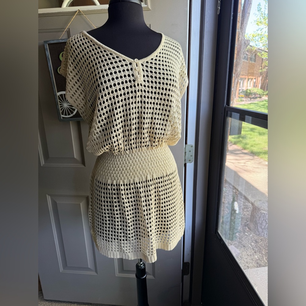 Crochet boho swim beach cover-up dress, size medium large